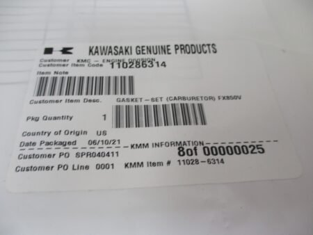 Genuine Kawasaki 11028-6314 Carburetor Rebuild Gasket Kit FX751V FX801V FX850V - Image 5