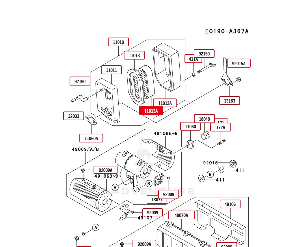 Genuine Kawasaki 11013-2133 Pre-Air Filter FE120D FE120G FE170D GEW90A HC050A - Image 6