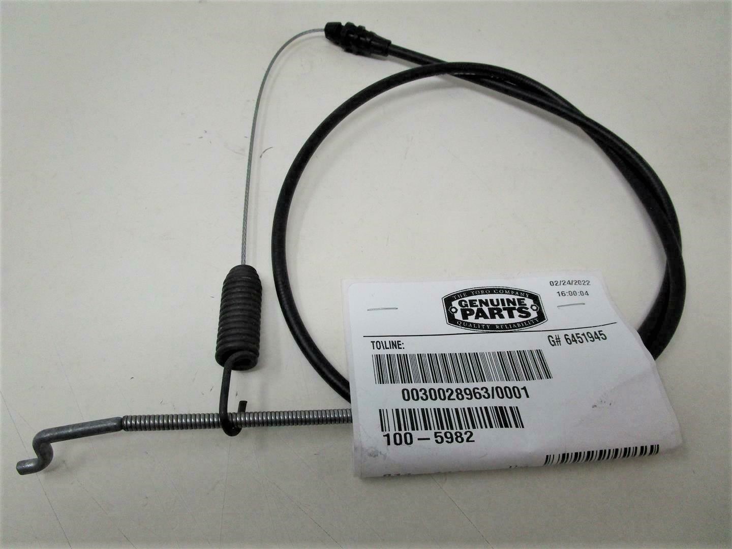 Genuine Toro 100-5982 Cable for Ground Speed for GoldPro Series Lawnmower