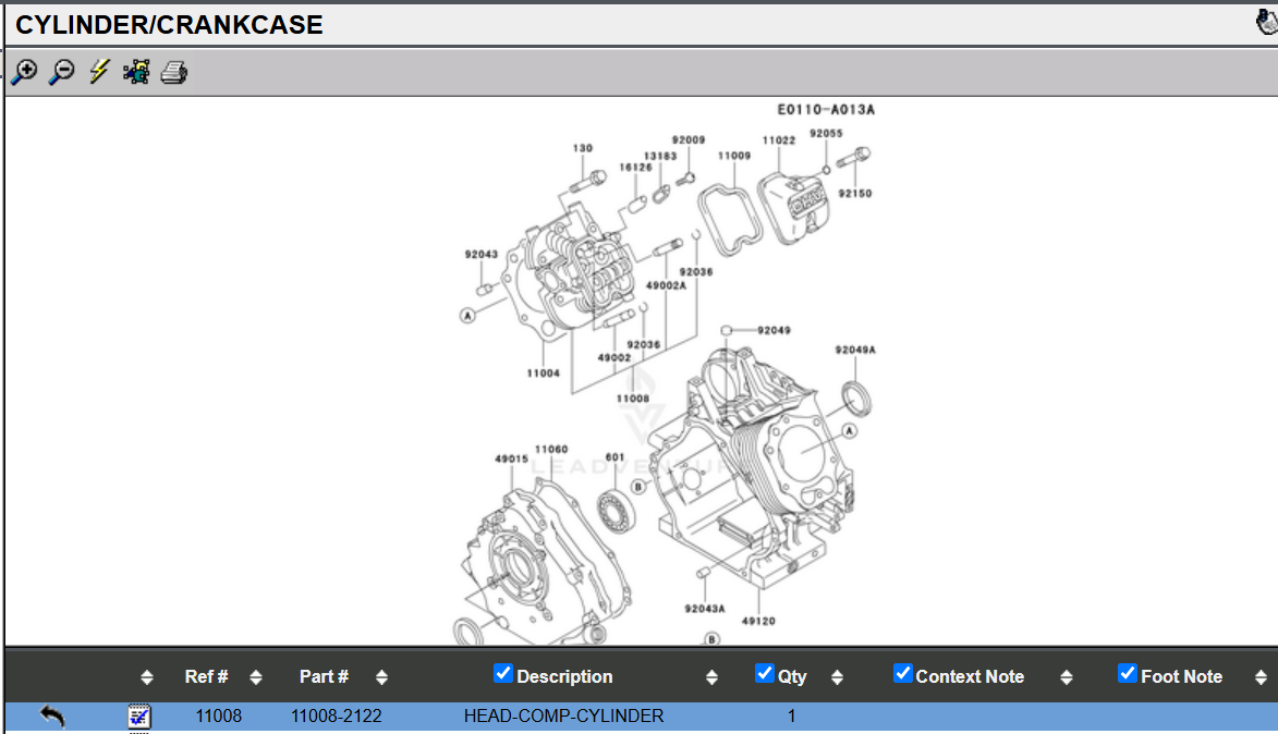 Genuine Kawasaki 11008-2122 Cylinder Head Complete FE350 Club Car FE350D w/ Valve Kit - Image 8