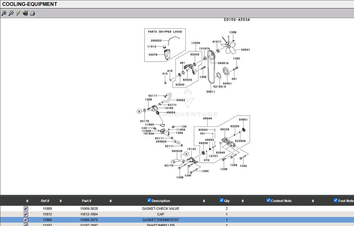 Genuine Kawasaki 11060-2475 Thermostat Gasket FD671D FD750D FD791D FD851D - Image 4