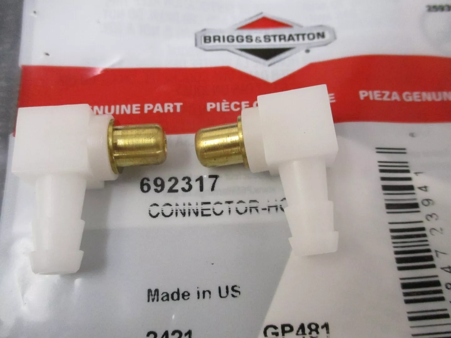 2 Genuine Briggs & Stratton 692317 Carburetor Connector Hose Fitting 1/4" 497166 - Image 3