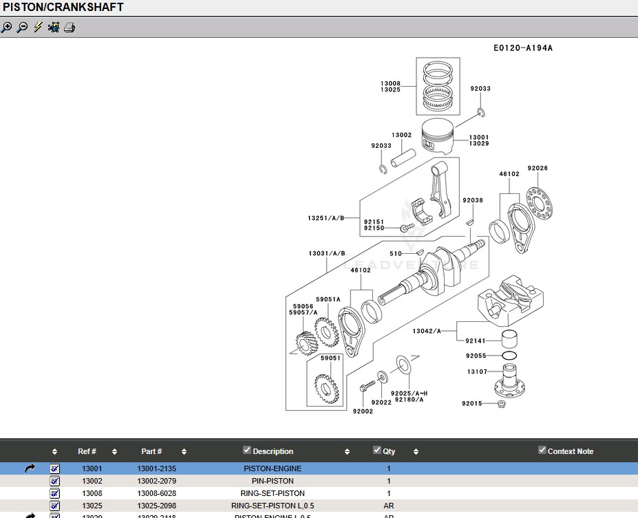 Genuine Kawasaki 13001-2208 Piston STD FE350D Standard 13001-2177 - Image 5