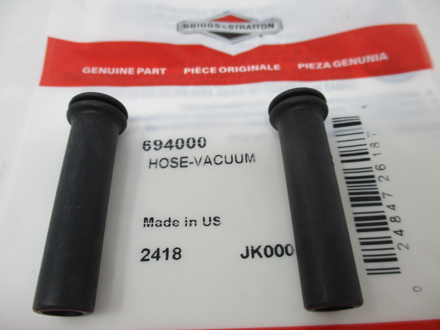 2 Genuine Briggs & Stratton 694000 Vacuum Hoses 20 - 27HP 281730 691040 - Image 4