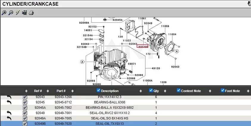 Genuine Kawasaki 1 pc 92049-7020 & 2 pc 92049-7001 Oil 92049-0862Seals FX921V - Image 4
