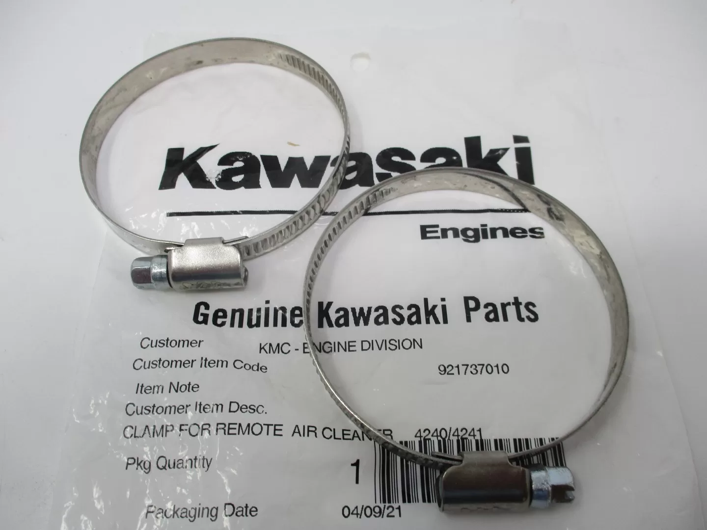 2 Pcs Genuine Kawasaki 92173-7010 Air Filter Hose Clamp Canister Rain Cap FH721D FH721V - Image 2
