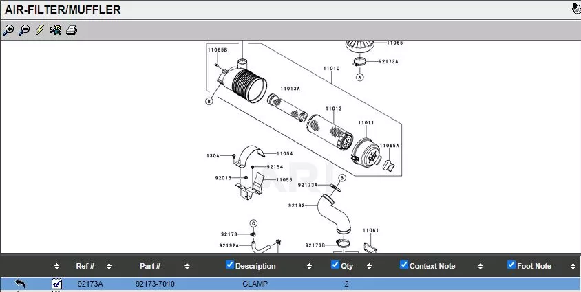 2 Pcs Genuine Kawasaki 92173-7010 Air Filter Hose Clamp Canister Rain Cap FH721D FH721V - Image 5