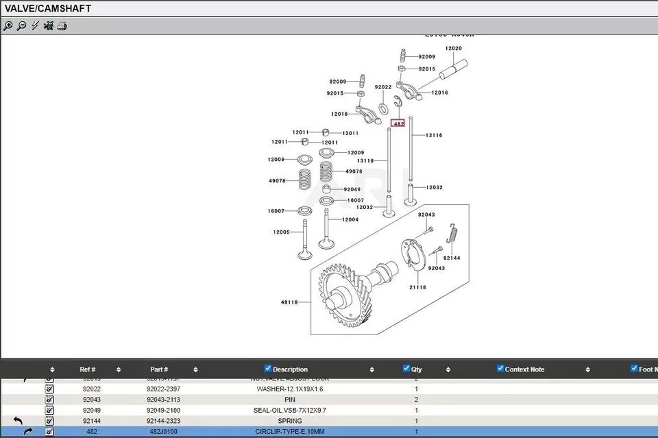 2 Genuine Kawasaki 482J0100 Rocker Pin Circle E Clip 10mm FE290D FE350D - Image 3