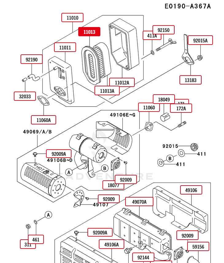 Genuine Kawasaki 11013-2132 Air Filter 11013-2133 FE120D Toro 93-8636 - Image 6
