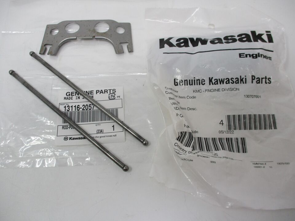 2 Genuine Kawasaki 13116-7002 Push Rods & Guide 13070-7007 FH601V FH641V - Image 2