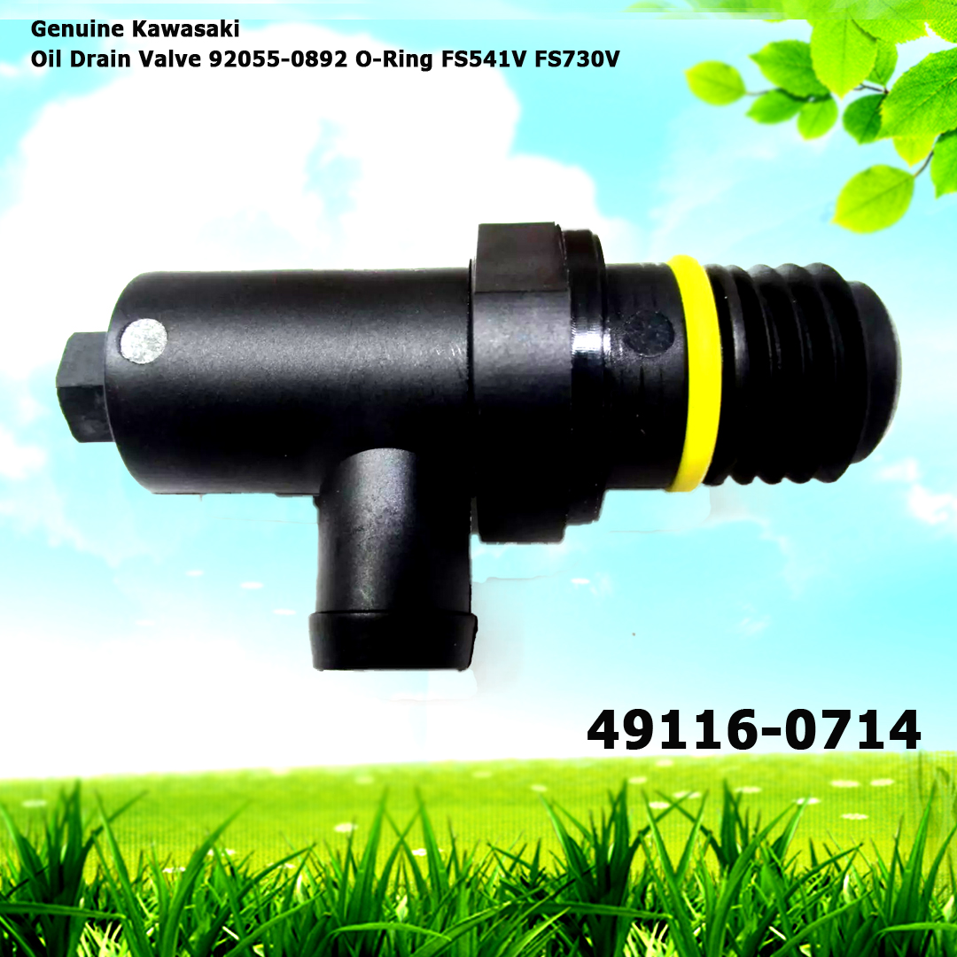 Genuine Kawasaki 49116-0714 Oil Drain Valve w/ 92055-0892 O-Ring