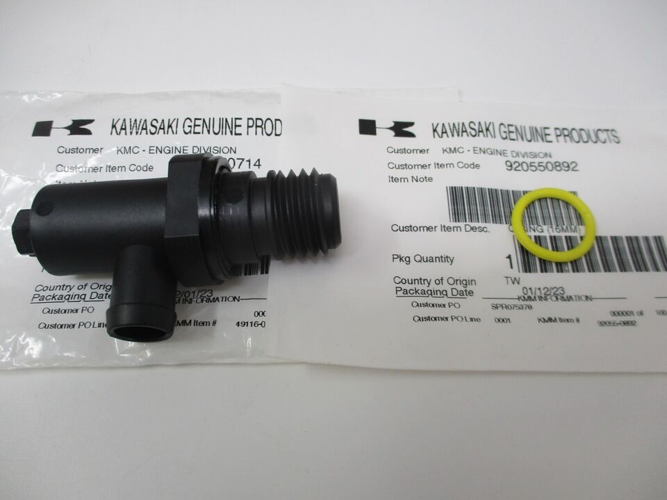 Genuine Kawasaki 49116-0714 Oil Drain Valve w/ 92055-0892 O-Ring FS541V FS730V - Image 5