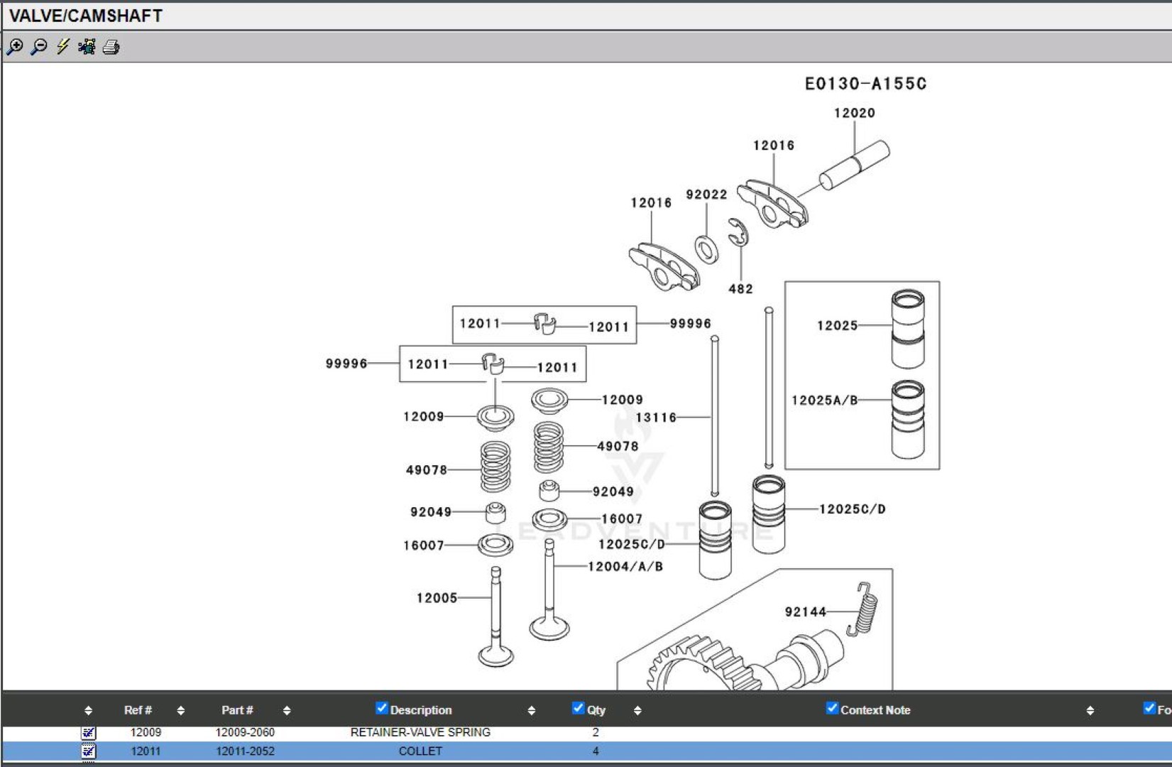 2 Genuine Kawasaki 12011-2052 Collet Set for Valves FE290D FE350D FE400D FD671D - Image 5