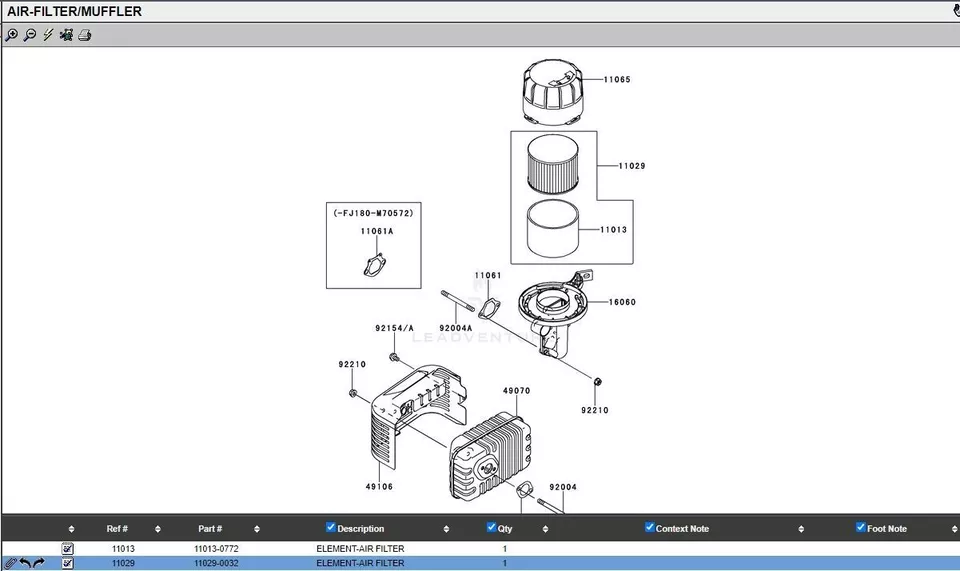 For Kawasaki 11029-0049 Air Filter & Genuine 11065-2135 Cap Cover FJ180V Toro - Image 5