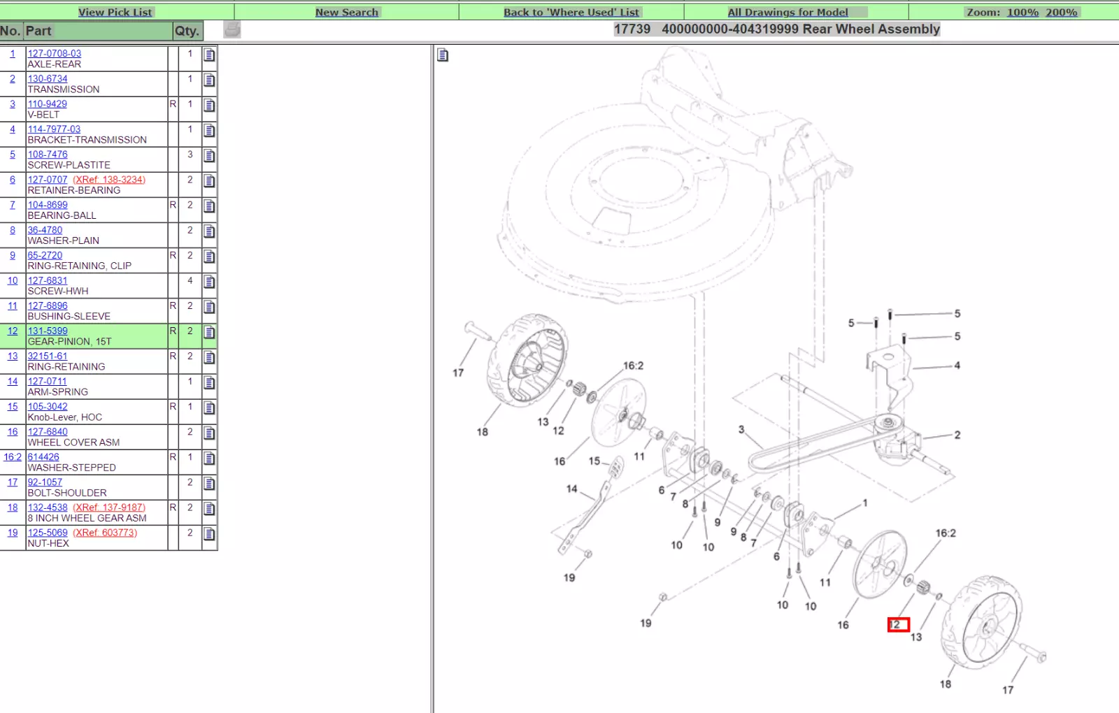Genuine Toro 131-5399 Wheel Pinion Gear & Snap Ring 32151-61 Exmark 110-9417 - Image 3