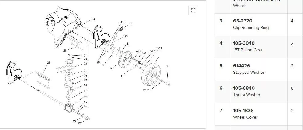 4 Genuine Toro 105-3040 Rear Wheel Pinion Gears & Snap Rings - Image 4