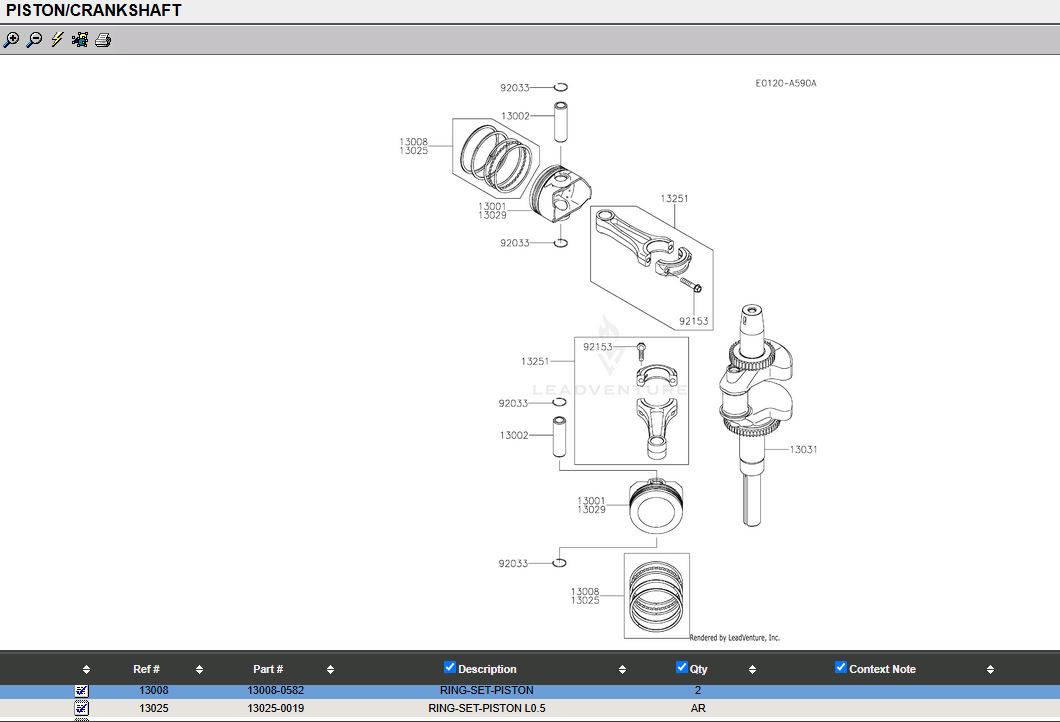 Genuine Kawasaki 13029-0044 Piston & Rings 13025-0019 Oversize 0.5 OS FXT00V - Image 5