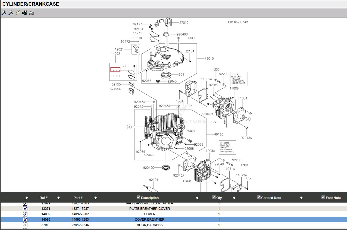 Genuine Kawasaki 14093-1283 Breather Cover FX921V FXT00V 1000 - Image 3