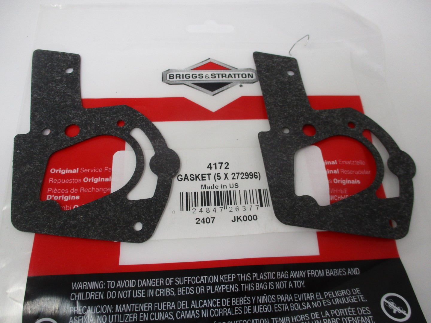 2 Genuine Briggs & Stratton 272996 Fuel Tank Gasket - Image 4
