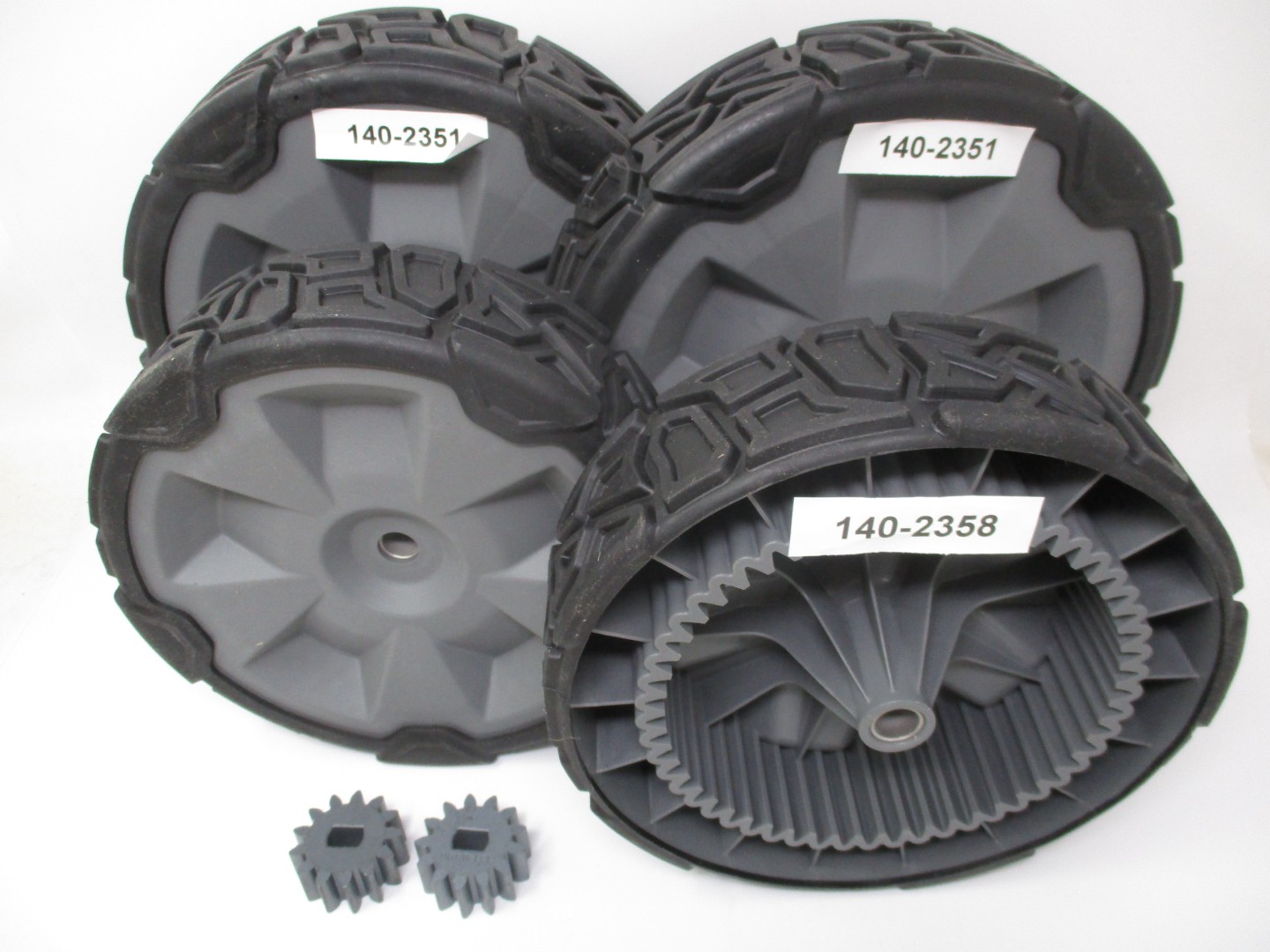 2 Genuine Toro 140-2358 & 140-2351 Front & Rear Gear Wheel 131-0896 22” Pinion Gear