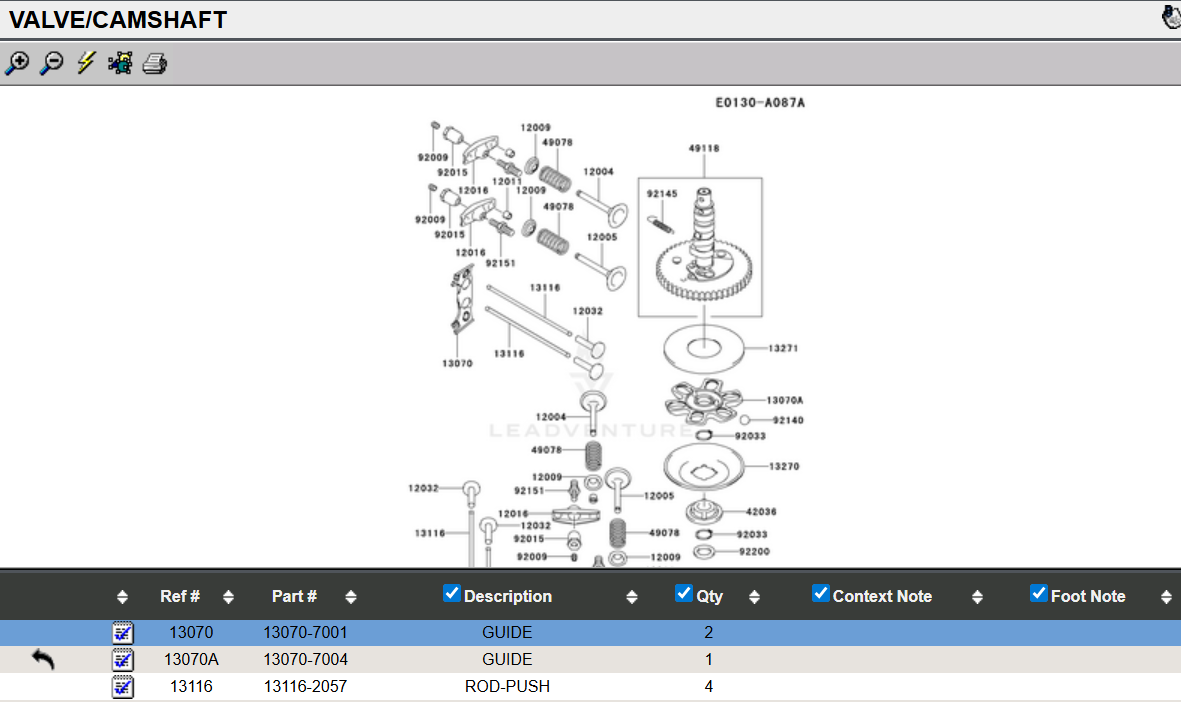 2 Genuine Kawasaki 13116-2057 & 13070-7001 Push Rods Guide FD590D FD611V FD620D - Image 5