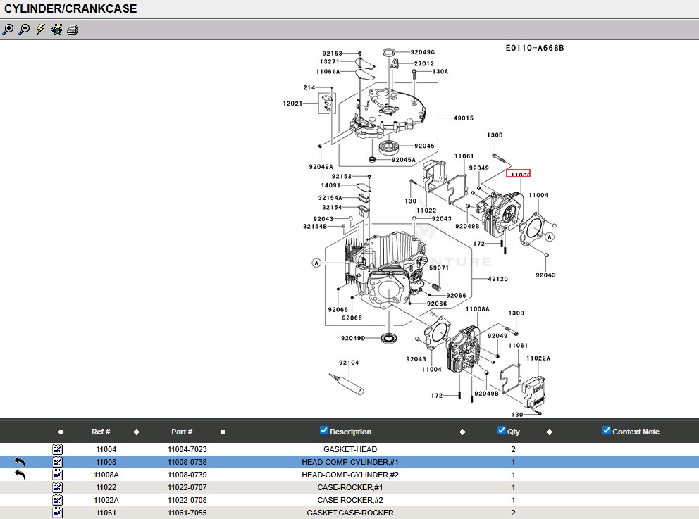 Genuine Kawasaki 99999-0673 Head #1 FX921V FXT00V Late for 11008-0738 - Image 9