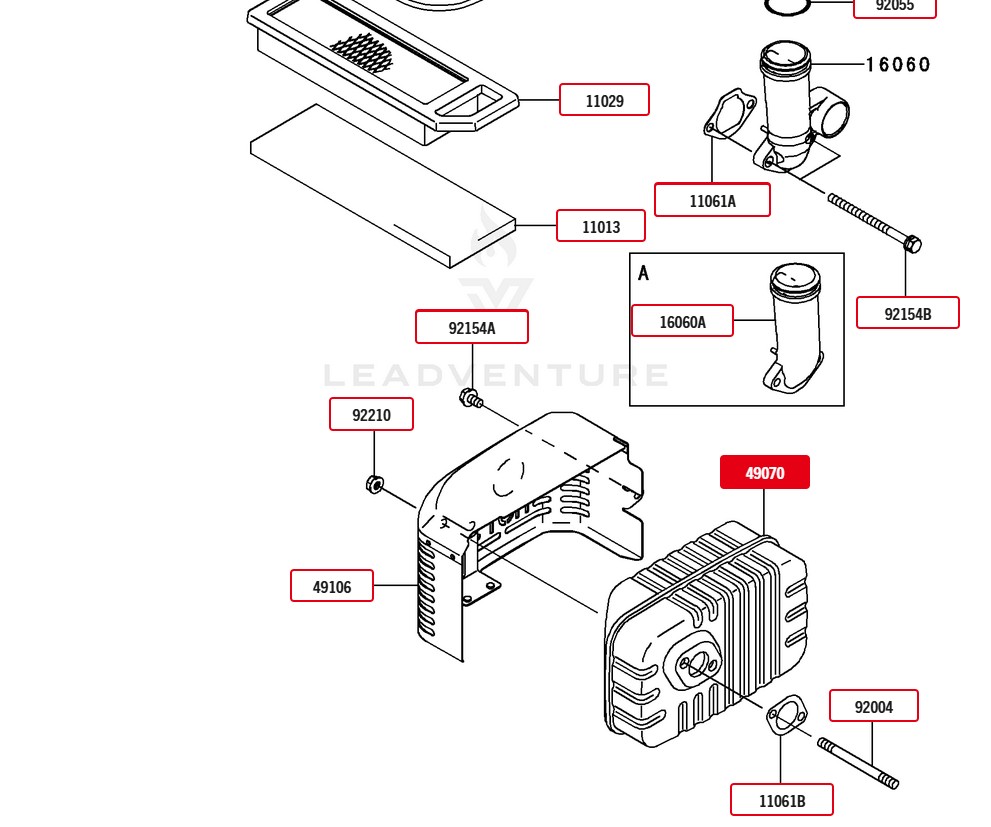 Genuine Kawasaki 49106-7021 Muffler Guard Cover FJ180V For 49070-2792 - Image 2