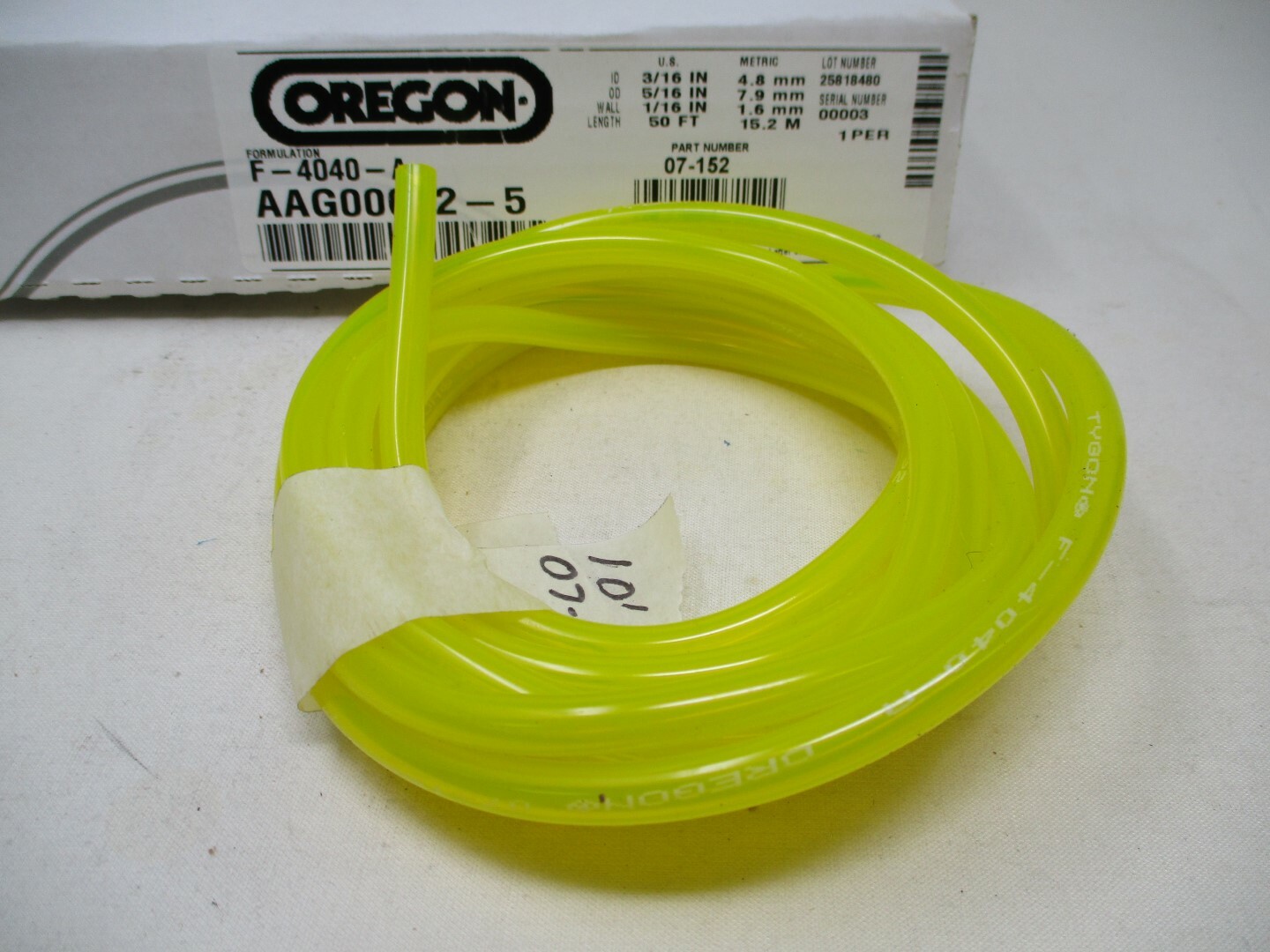 Oregon 07-152 Tygon Fuel Line 3/16" ID 5/16" OD – 1', 3', 6', 10' Lengths