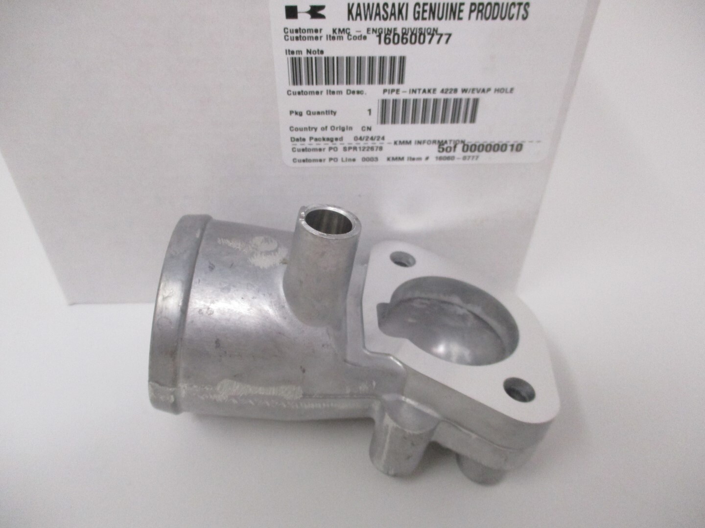 Genuine Kawasaki OEM 16060-0776 intake pipe air filter elbow for FR651V, FR691V, FT730V, FX730V engines