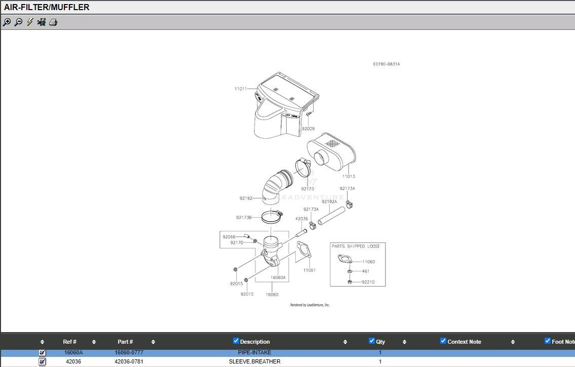 Genuine Kawasaki OEM 16060-0776 intake pipe air filter elbow for FR651V, FR691V, FT730V, FX730V engines
